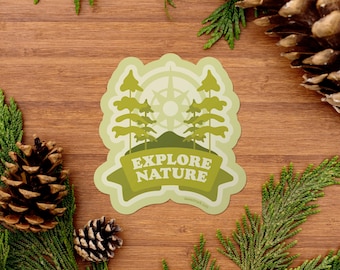 Explorer Sticker, Hiking Adventure PNW Sticker, Nature Lover Sticker, Forest Lover Environment Sticker, Tree Vinyl Sticker [ENF1]