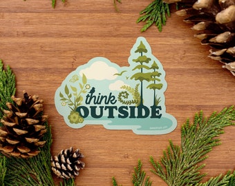 Outside Sticker, Nature Lover Car Sticker, Outdoorsy Gift, Fresh Air Vinyl Sticker, Wilderness Adventure Sticker Shop [THO1]