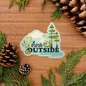 Outside Sticker, Nature Lover Car Sticker, Outdoorsy Gift, Fresh Air Vinyl Sticker, Wilderness Adventure Sticker Shop [THO1]