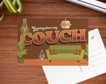 Dachshund Postcard Quarantine Pandemic Dog Postcard Greetings from My Couch Postcard Set of Postcards Stay Home Covid 19