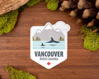Vancouver Sticker, PNW Sticker, British Columbia Travel Sticker, Cool Retro Sticker, Pacific Northwest Souvenir Sticker [VBC1]