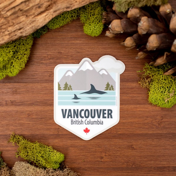 Vancouver Sticker, PNW Sticker, British Columbia Travel Sticker, Cool Retro Sticker, Pacific Northwest Souvenir Sticker [VBC1]