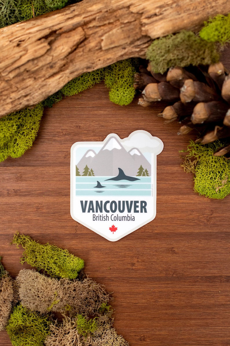 Vancouver Sticker, PNW Sticker, British Columbia Travel Sticker, Cool Retro Sticker, Pacific Northwest Souvenir Sticker [VBC1] 