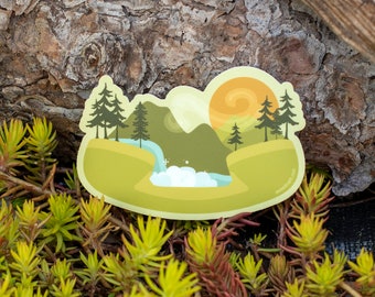 Retro Nature Sticker, Wilderness Vinyl Sticker, PNW Car Sticker, Forest Water Bottle Sticker, Pacific Northwest Sticker Shop [CAW1]