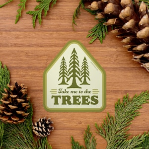 Tree Sticker, Nature Lover, Forest Vinyl Sticker, PNW Gift Sticker Shop, Outdoor Wanderlust Waterbottle Sticker, Retro Sticker [TTR1]