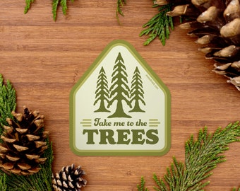 Tree Sticker, Nature Lover, Forest Vinyl Sticker, PNW Gift Sticker Shop, Outdoor Wanderlust Waterbottle Sticker, Retro Sticker [TTR1]