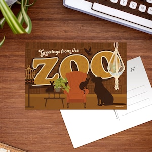 Animal Postcard, Pet Parent Gift, Work from Home Office Postcard Set, Snail Mail Quarantine Fun, Social Distancing Letter Writing [PC6]