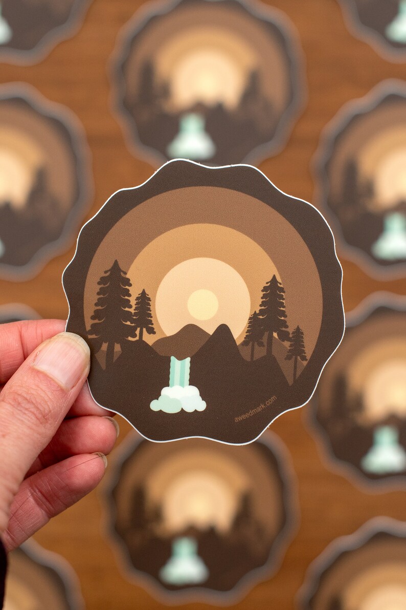 Wood Ring Sticker, Tree Lover Wood Slice Waterbottle Sticker, Pacific Northwest Forest Sticker, Adventure Vinyl Sticker, Hiking Gift TTW1 image 4