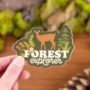 Forest Sticker, Nature Lover Vinyl Sticker, PNW Sticker Shop, Gift for Explorer, Outdoor Stickers, Woodland Adventure Laptop Sticker FEX1 image 1