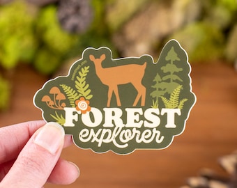 Forest Sticker, Nature Lover Vinyl Sticker, PNW Sticker Shop, Gift for Explorer, Outdoor Stickers, Woodland Adventure Laptop Sticker [FEX1]