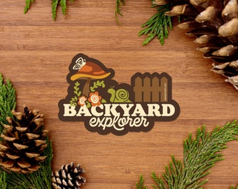 Backyard Explorer Sticker, Nature Garden Vinyl Sticker, Adventure Water Bottle Sticker, Gifts Under 5