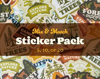 Adventure Sticker Pack, Mix and Match Vinyl Stickers, Adventurer Gift for Sticker Lover