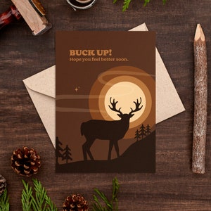 Get Well Soon Card, Funny Animal Deer Card, Nature Cheer up Blank Card ...
