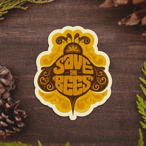 Bee Vinyl Sticker, Save the Bees Psychedelic Stickers, Cute Bee Latptop Stickers SB2