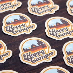 Happy Camper Stickers, Camping Adventure Stickers, Water Bottle Sticker, Outdoorsy Stickers, Luggage Stickers, Wanderlust Gift HC1 image 2