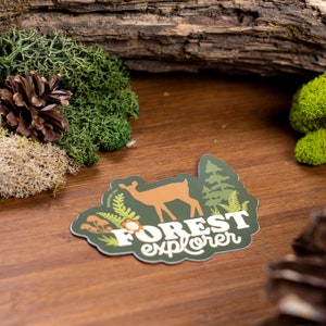 Forest Sticker, Nature Lover Vinyl Sticker, PNW Sticker Shop, Gift for Explorer, Outdoor Stickers, Woodland Adventure Laptop Sticker FEX1 image 3