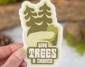 Peace Sign Sticker, Tree Hugger Laptop Sticker, Nature Lover Vinyl Sticker, Earth Day Gift, Hippie Sticker, PNW Old Growth Sticker [TAC1]