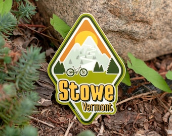 Vermont Sticker, Stowe Mountain Bike Vinyl Sticker, Travel Souvenir Adventure Sticker, Nature Water Bottle Sticker, Outdoor Stickers