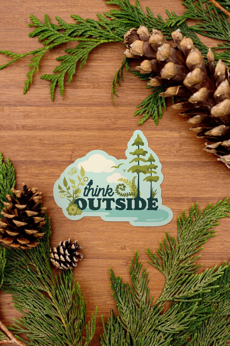 Outside Sticker, Nature Lover Car Sticker, Outdoorsy Gift, Fresh Air Vinyl Sticker, Wilderness Adventure Sticker Shop THO1 image 1