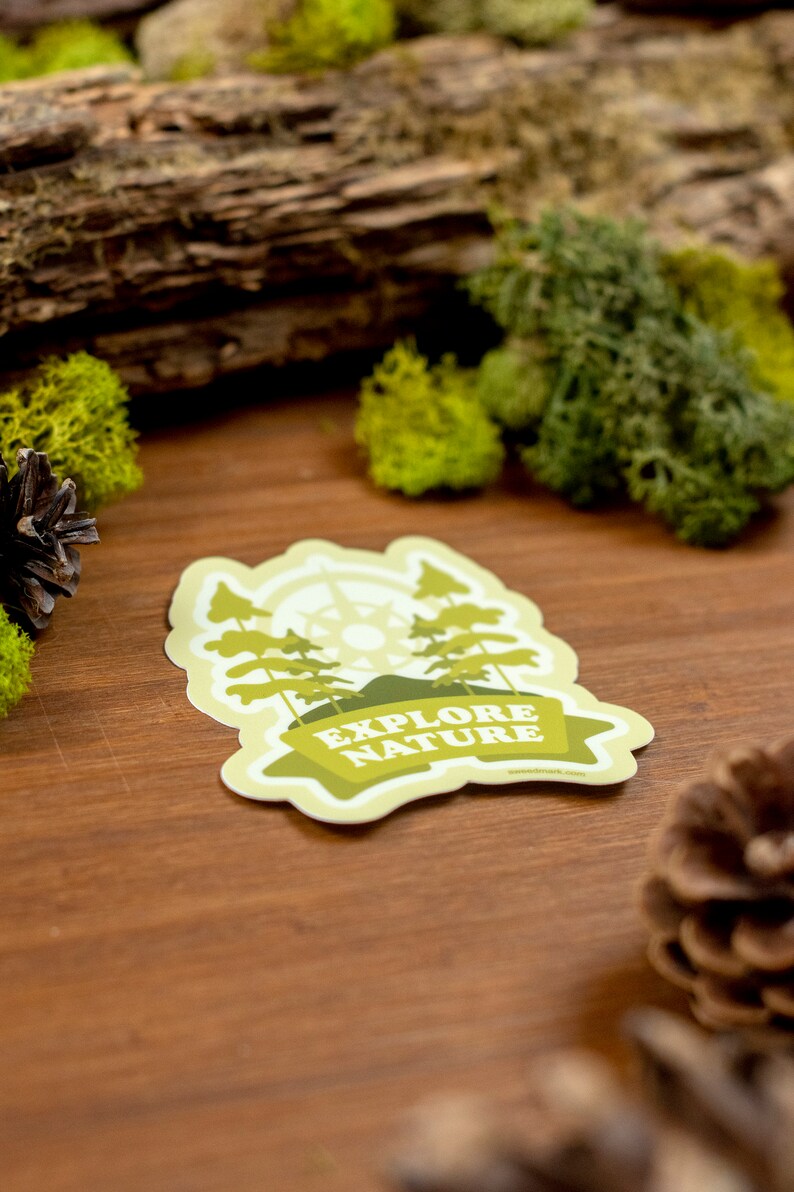Explorer Sticker, Hiking Adventure PNW Sticker, Nature Lover Sticker, Forest Lover Environment Sticker, Tree Vinyl Sticker [ENF1] image 2