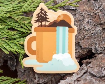 Adventure Wanderlust Sticker, Nature Water Bottle Sticker, Retro Camping Mug Coffee Vinyl Sticker, Pacific Northwest Laptop Sticker [ADMG1]