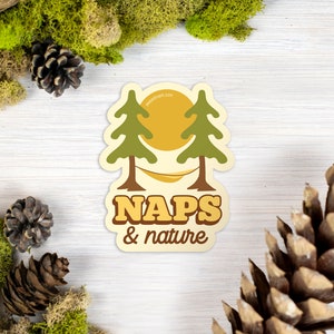 Naps & Nature Sticker, Pacific Northwest Vinyl Sticker, Hammock Tree Sticker, Outdoorsy Adventure, Water Bottle Sticker, Camping Wilderness