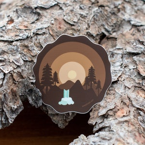 Wood Ring Sticker, Tree Lover Wood Slice Waterbottle Sticker, Pacific Northwest Forest Sticker, Adventure Vinyl Sticker, Hiking Gift TTW1 image 1