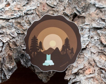 Wood Ring Sticker, Tree Lover Wood Slice Waterbottle Sticker, Pacific Northwest Forest Sticker, Adventure Vinyl Sticker, Hiking Gift [TTW1]