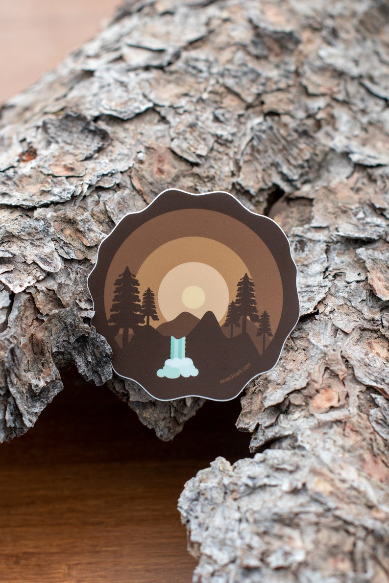 Wood Ring Sticker, Tree Lover Wood Slice Waterbottle Sticker, Pacific Northwest Forest Sticker, Adventure Vinyl Sticker, Hiking Gift TTW1 image 1
