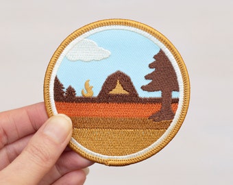 Camping Embroidered Patch, Hook and Loop Backpack Nature Patches