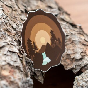Wood Ring Sticker, Tree Lover Wood Slice Waterbottle Sticker, Pacific Northwest Forest Sticker, Adventure Vinyl Sticker, Hiking Gift TTW1 image 2