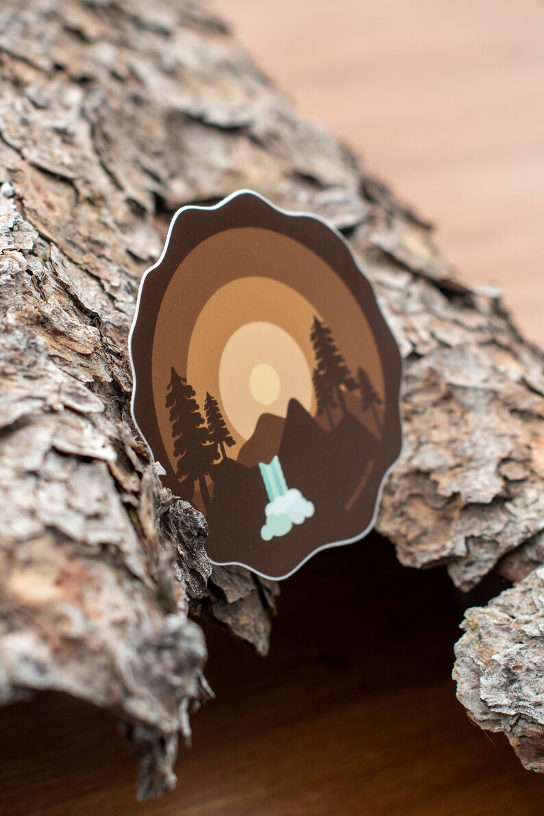 Wood Ring Sticker, Tree Lover Wood Slice Waterbottle Sticker, Pacific Northwest Forest Sticker, Adventure Vinyl Sticker, Hiking Gift TTW1 image 2