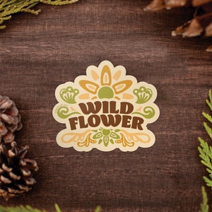 Wild Flower Vinyl Sticker, Wild Child Hippie Stickers, Flower Power Garden Sticker, Summer Floral Car Sticker [WF1]