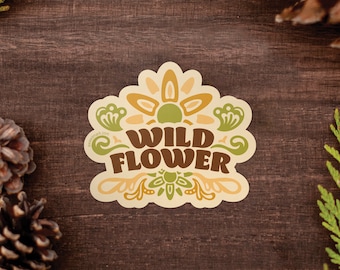 Wild Flower Vinyl Sticker, Wild Child Hippie Stickers, Flower Power Garden Sticker, Summer Floral Car Sticker [WF1]