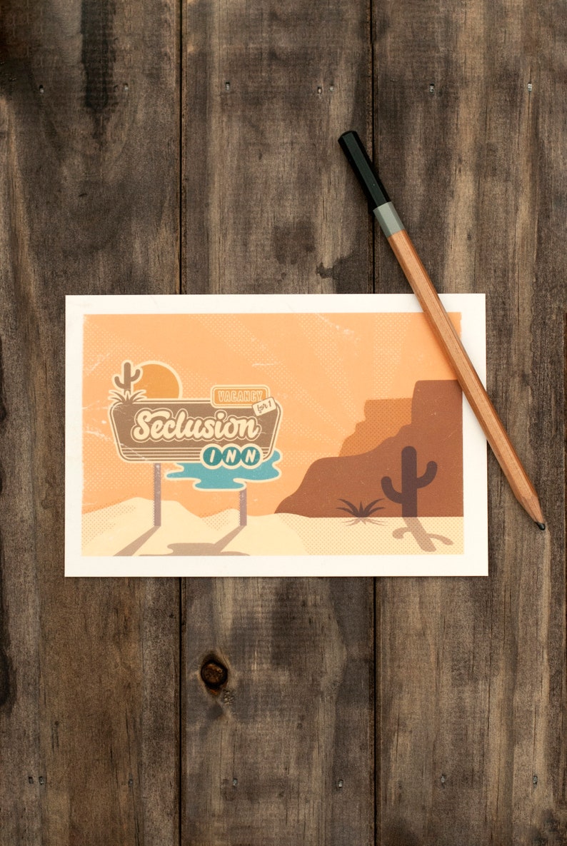 Postcards Cactus Desert Travel Postcard Snail Mail Souvenir Retro Design Vintage Hotel Sign Camping Adventure Arizona New Mexico Camping