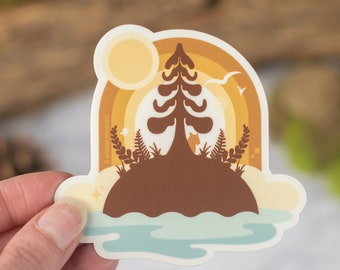 Nature Sticker, Tree Hugger Laptop Sticker, Outdoor Lover Vinyl Sticker, Earth Day Gift, PNW Forest Sticker, Water Bottle Sticker [NIS1]