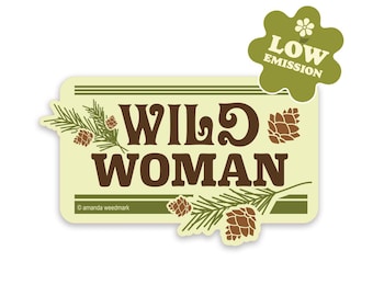 Wild Woman Sticker, Waterbottle Sticker for Outdoorsy Women, Adventure Nature Gift for Her [WW2]