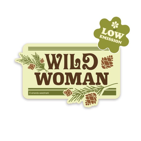 Wild Woman Sticker, Waterbottle Sticker for Outdoorsy Women, Adventure Nature Gift for Her [WW2]