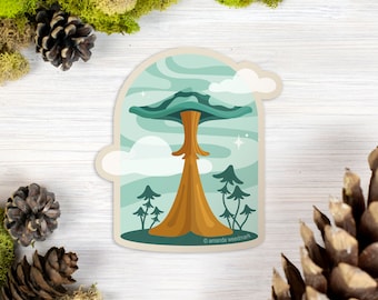 Mushroom Sticker, Whimsical Fungi, Forest Vinyl Sticker, Fantasy Garden, Water Bottle Sticker, Nature Lover, Laptop Sticker [STM1]