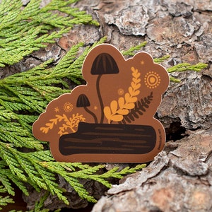 Mushroom Sticker, Pacific Northwest Fungi Laptop Sticker, Forest Vinyl Sticker for Nature Lover, Wilderness Water Bottle Sticker [MSH1]