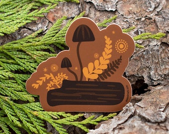 Mushroom Sticker, Pacific Northwest Fungi Laptop Sticker, Forest Vinyl Sticker for Nature Lover, Wilderness Water Bottle Sticker [MSH1]