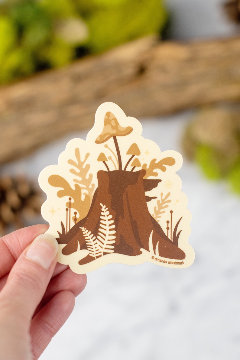 Mushroom Sticker, Forest Lover Gift, Fungi PNW Water Bottle Sticker, Pacific Northwest Waterproof Sticker, Garden Vinyl Sticker MST1 image 1