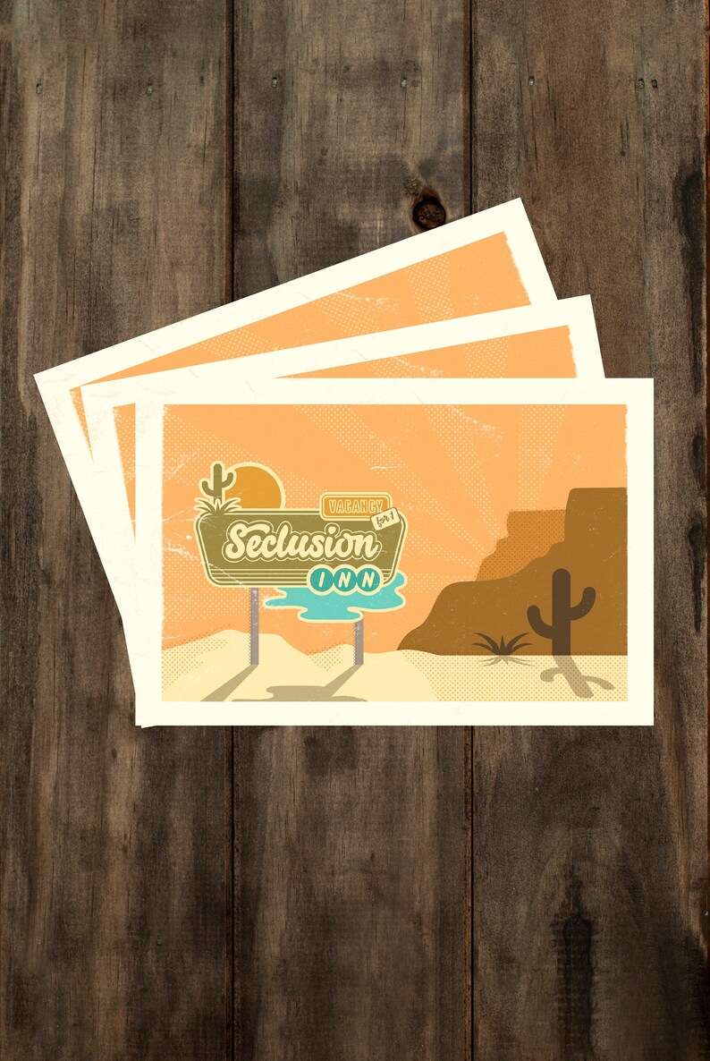 Postcards Cactus Desert Travel Postcard Snail Mail Souvenir Retro Design Vintage Hotel Sign Camping Adventure Arizona New Mexico Camping
