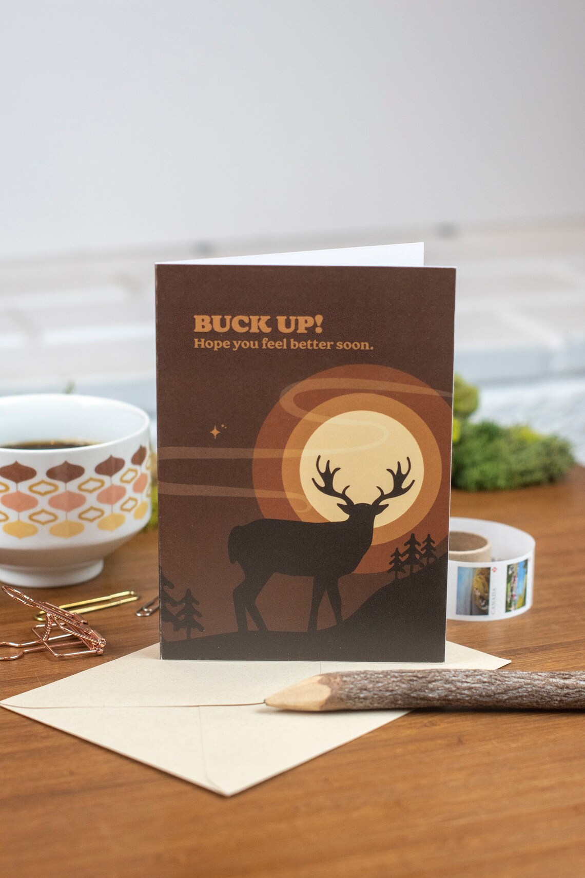 Get Well Soon Card Funny Animal Deer Card Nature Cheer up - Etsy