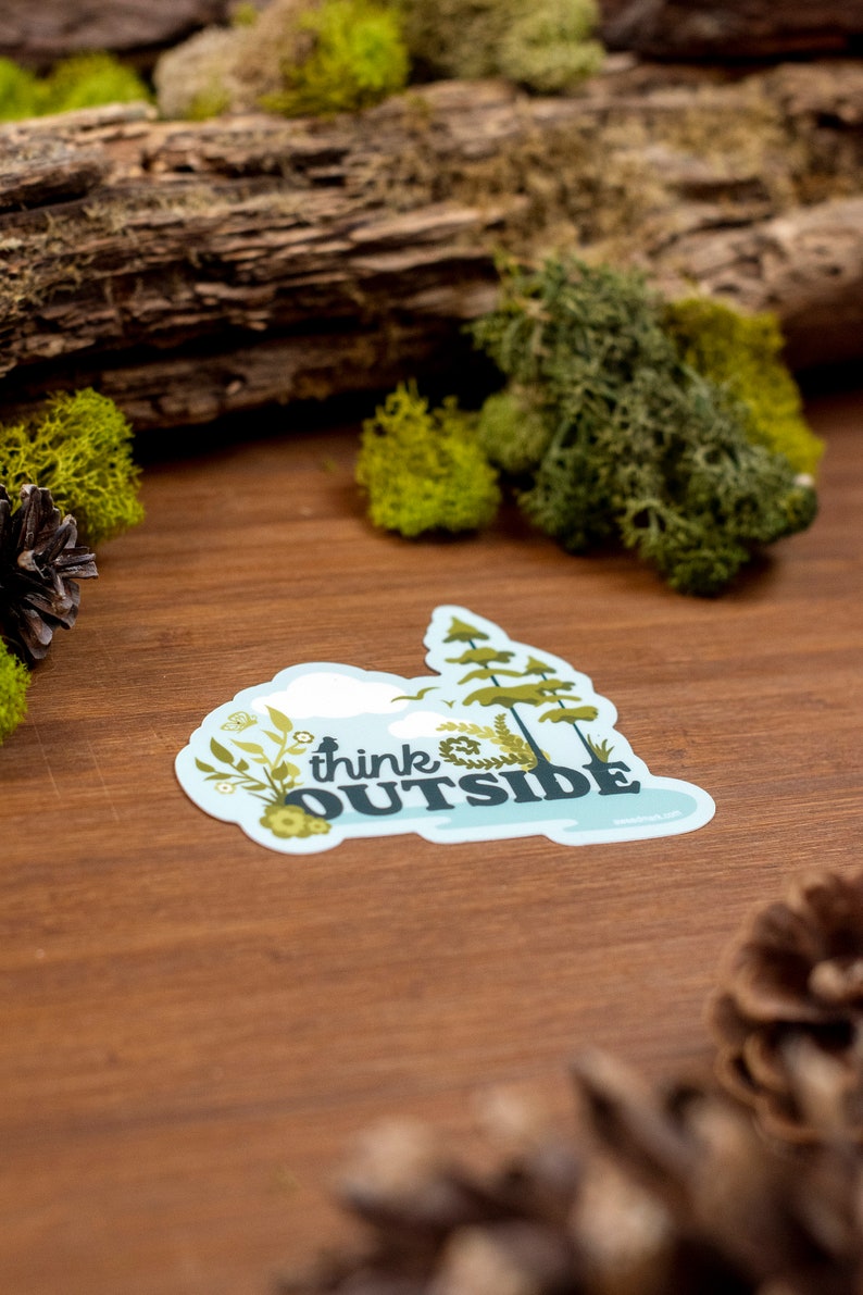 Outside Sticker, Nature Lover Car Sticker, Outdoorsy Gift, Fresh Air Vinyl Sticker, Wilderness Adventure Sticker Shop THO1 image 2