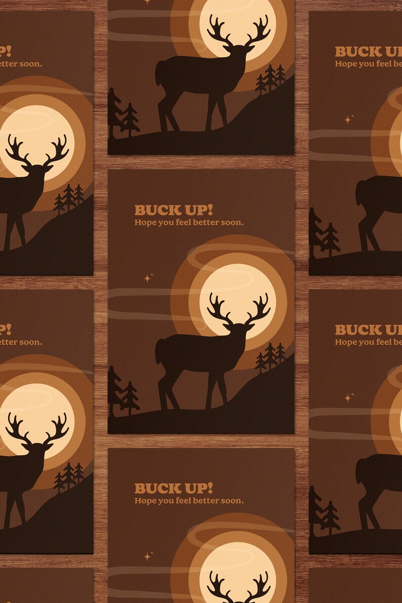 Get Well Soon Card Funny Animal Deer Card Nature Cheer up Etsy