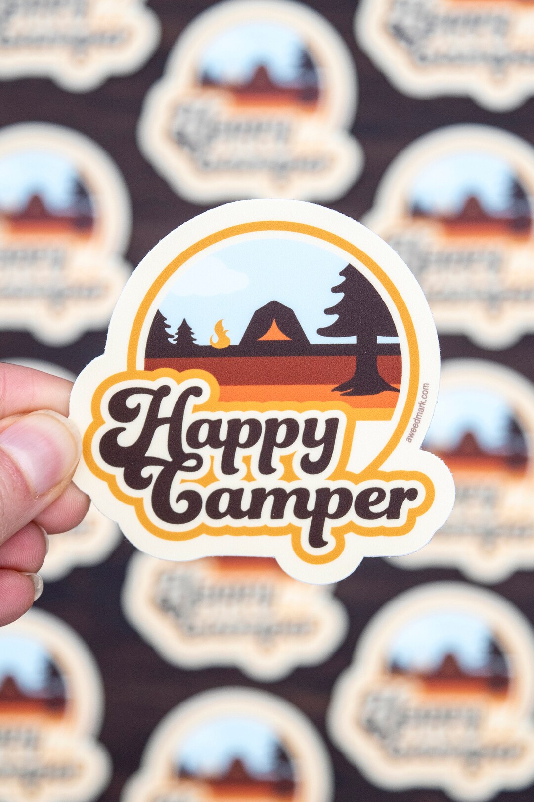 Happy Camper Stickers, Camping Adventure Stickers, Water Bottle