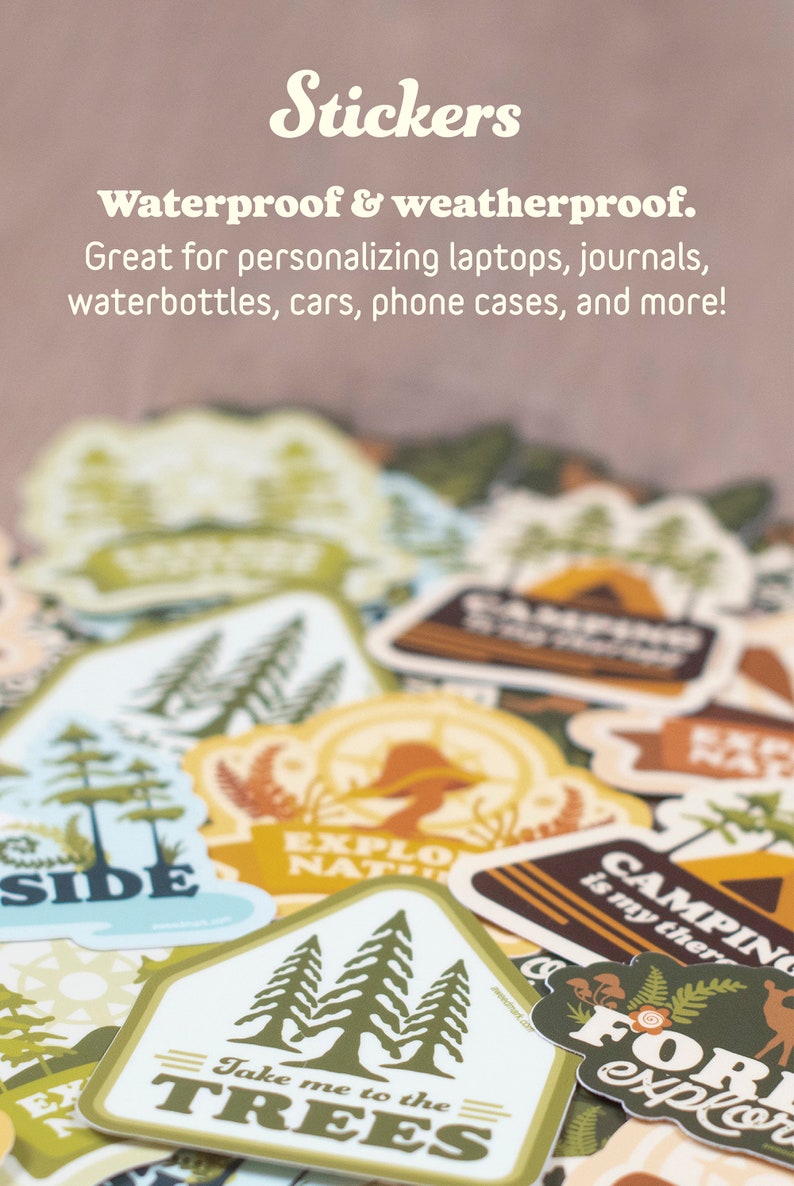 Wood Ring Sticker, Tree Lover Wood Slice Waterbottle Sticker, Pacific Northwest Forest Sticker, Adventure Vinyl Sticker, Hiking Gift TTW1 image 6