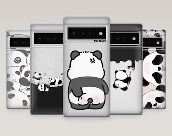 Panda Phone Case Fluffy Kawaii Animal Lazy Bear Cover for Google Google Pixel 9, 9Pro, 8A, 7Pro,6A, Samsung S25,S24,S23,A16,A55,iPhone 16,15