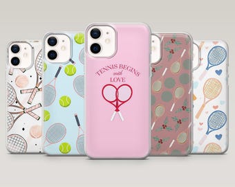 Tennis phone Case Cute Sports Tennis Racket Cover for iPhone 17Pro, 16, 15, 14, 13, 12, Samsung S25, S24, S23Fe, S22, A16, A56, Pixel 10, 9A